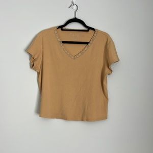 Mustard Cropped T-Shirt Size Large